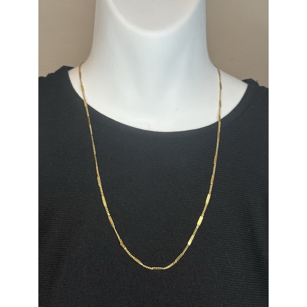 Vintage Monet Gold Tone Fancy Delicate Figaro Link Station Chain Necklace 24"